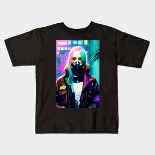 Abstract Cyberpunk Girl Kids T-Shirt